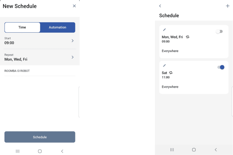 Der Timer wird in der iRobot Roomba App für den i3+ angelegt
